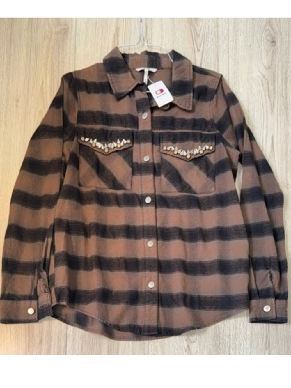 BKE brown plaid button down button up long sleeve shirt top